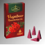 Räucherkerzen Vugelbeer mit Beerenmotiv und roten Duftkegeln.