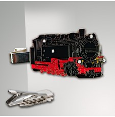 Krawattennadel in Form einer Dampflok Lößnitzgrundbahn