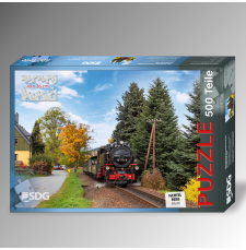 Puzzle der Fichtelbergbahn mit der Lok 99-1734-5