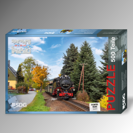 Puzzle der Fichtelbergbahn mit der Lok 99-1734-5