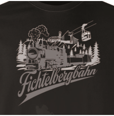 Retro-Shirt Fichtelbergbahn schwarz -Close Up