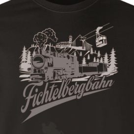 Retro-Shirt Fichtelbergbahn schwarz -Close Up