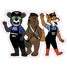Aufkleber Set, 6-teilig, Feuerfuchs, Lößnitdackel und Rußhörnchen Kombination