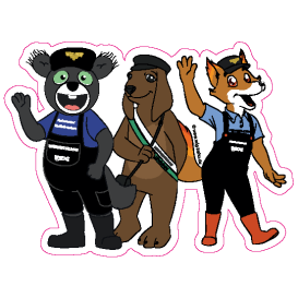 Aufkleber Set, 6-teilig, Feuerfuchs, Lößnitdackel und Rußhörnchen Kombination