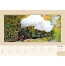 Kalender mit 12 Ansichten der sächsischen Schmalspurbahnen mit 750 mm - Beispeilseite