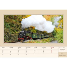 Kalender mit 12 Ansichten der sächsischen Schmalspurbahnen mit 750 mm - Beispeilseite