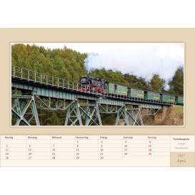 Kalender mit 12 Ansichten der sächsischen Schmalspurbahnen mit 750 mm - Beispeilseite