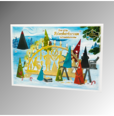 Adventskalender „Der edle Räucherkerzen Adventskalender“ mit winterlichem Motiv. Querformat